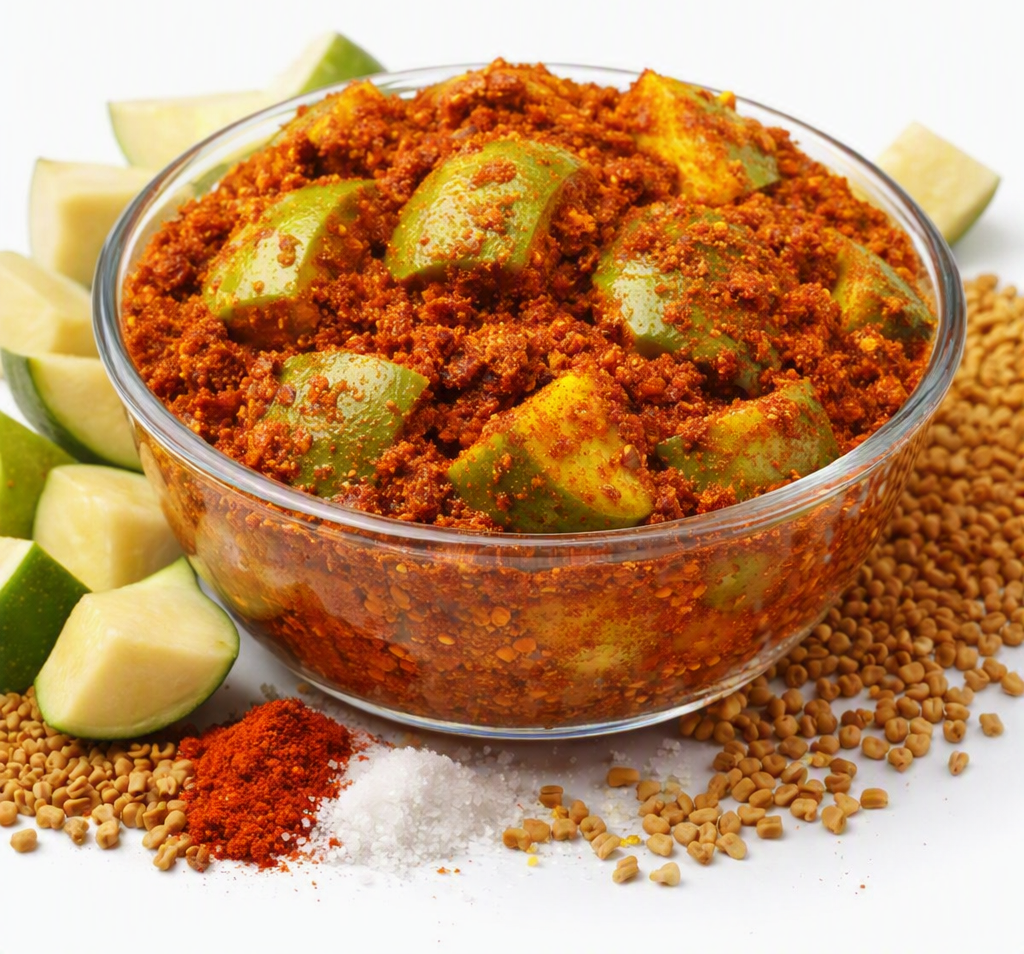 Fenugreek-Spiced Mango Pickle మెంతి ఆవకాయ